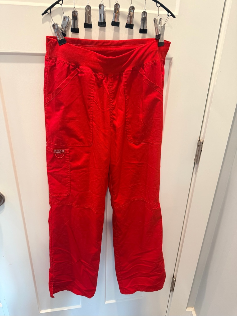 Cherokee Workwear Revolution Scrub Pants Small Red WW110 Cargo Straight Leg